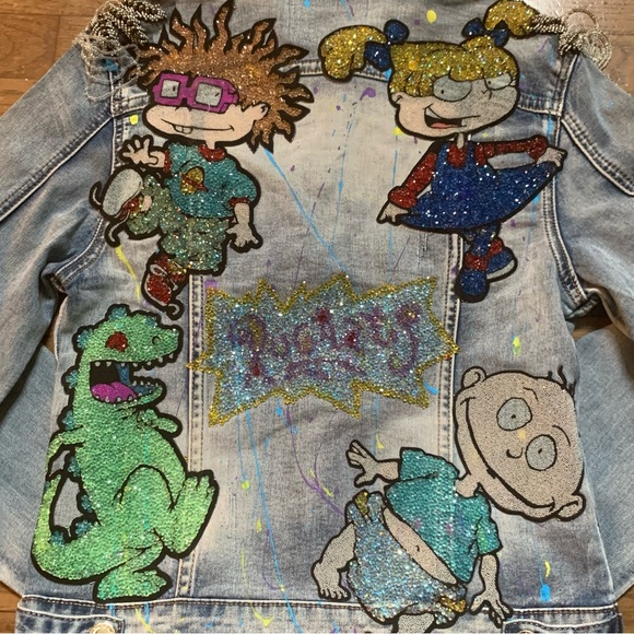 La isla collection distressed embellished denim jacket | Rugrats | Small - Picture 4 of 16